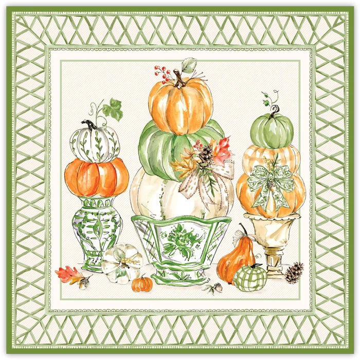 Green Chinoiserie Pots/Pumpkins-Square