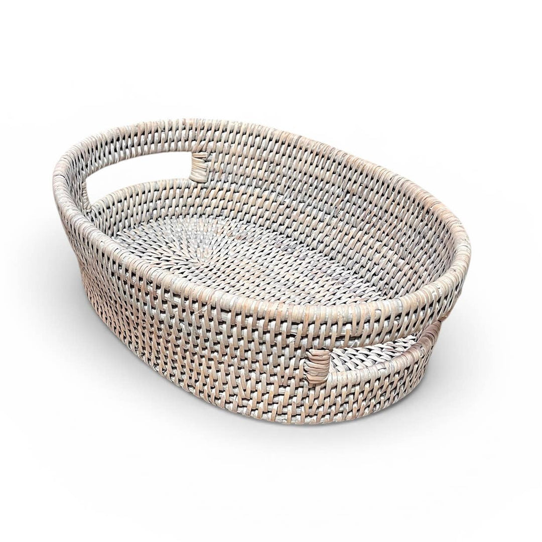 Oval  Bread Tray w/ Handle - 13x9x4&