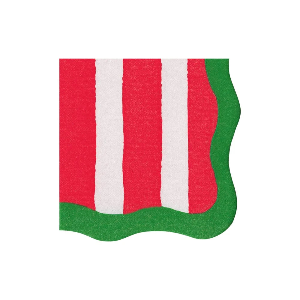 Cafe Stripe Cocktail Napkin Red/Green