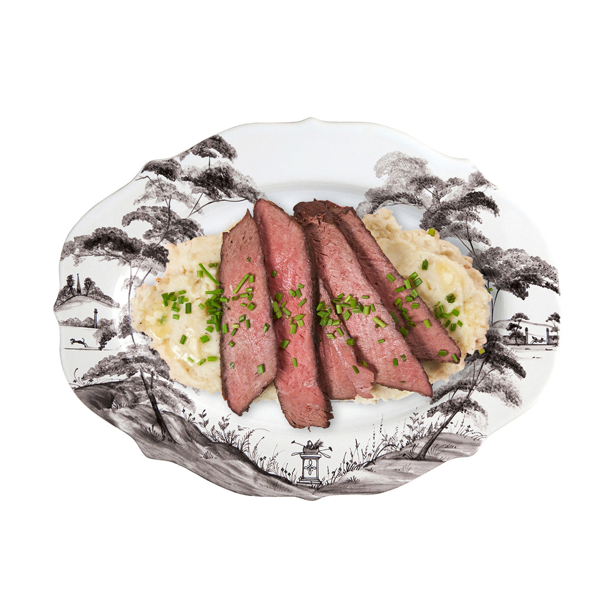 Country Estate 15" Platter - Flint Grey, styled table setting view
