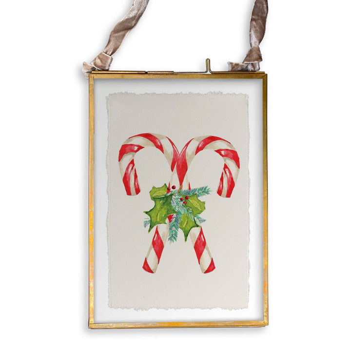 Candy Canes with Greens: Dishtowel / -