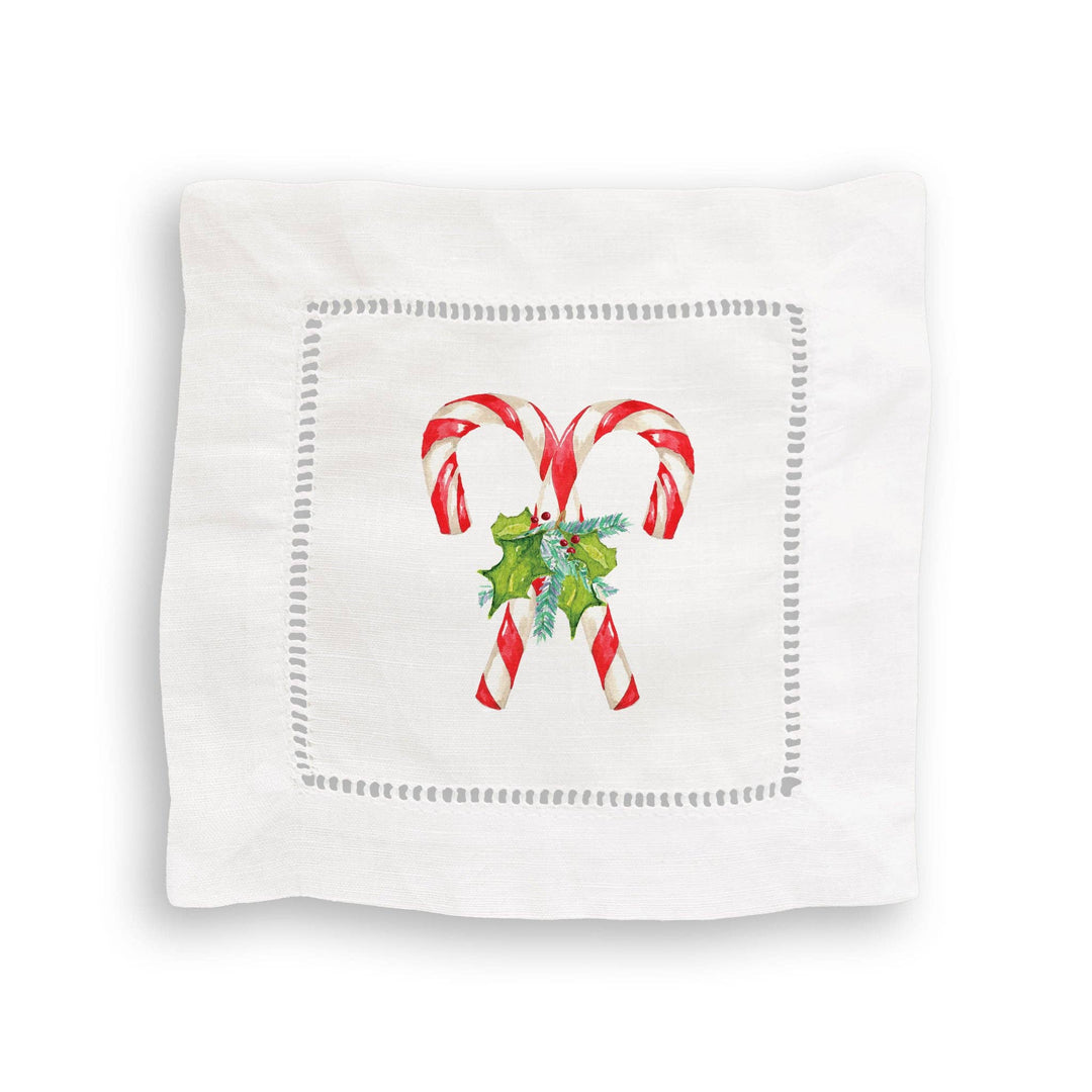 Candy Canes with Greens: Dishtowel / -