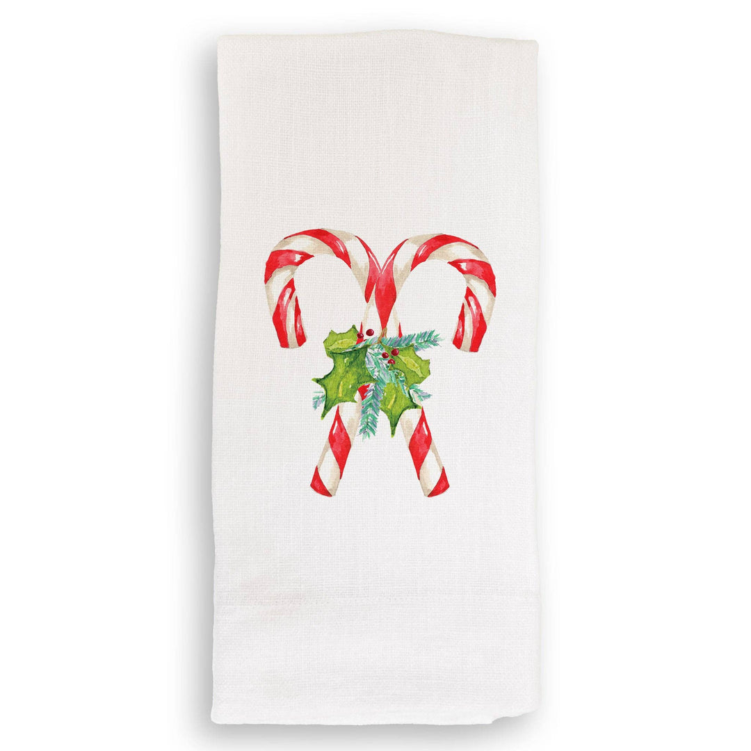 Candy Canes with Greens: Dishtowel / -