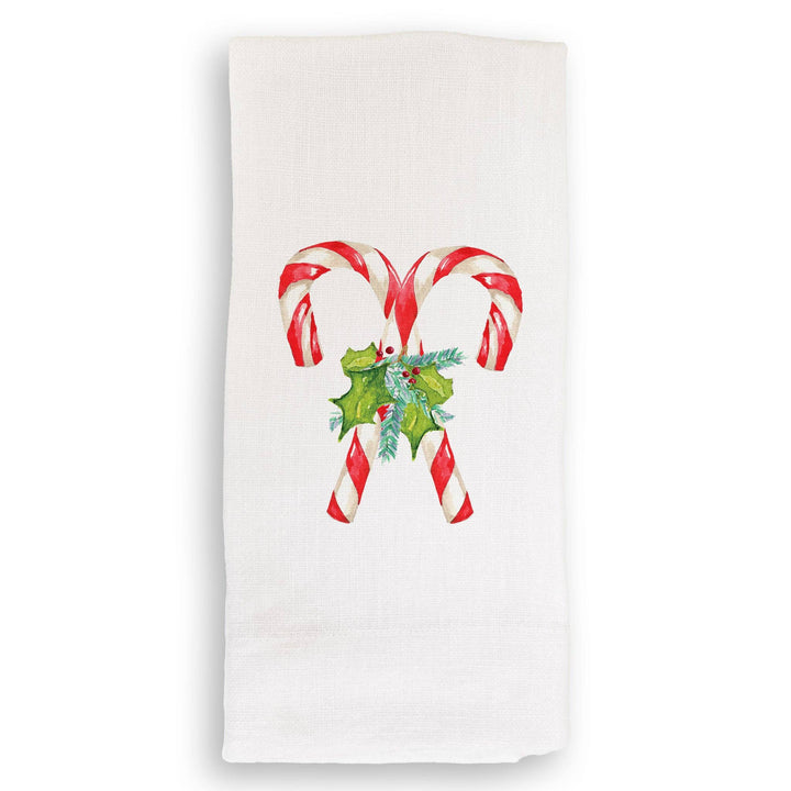 Candy Canes with Greens: Dishtowel / -