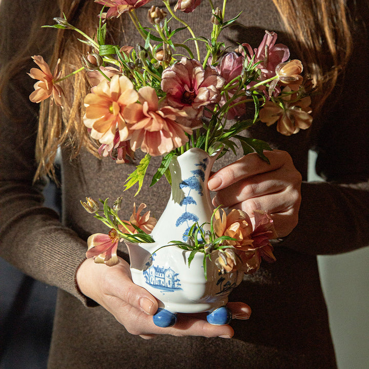 Country Estate 6" Tulipiere Vase - Delft Blue - scale reference view