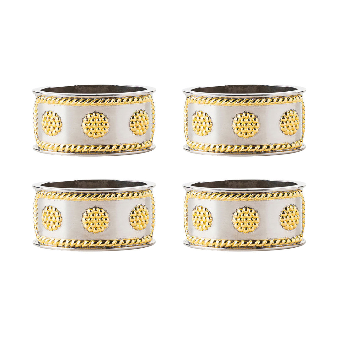 Berry &amp; Thread Napkin Ring Set/4 - Silver/Gold