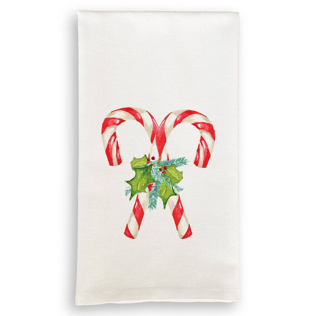 Candy Canes with Greens: Dishtowel / -