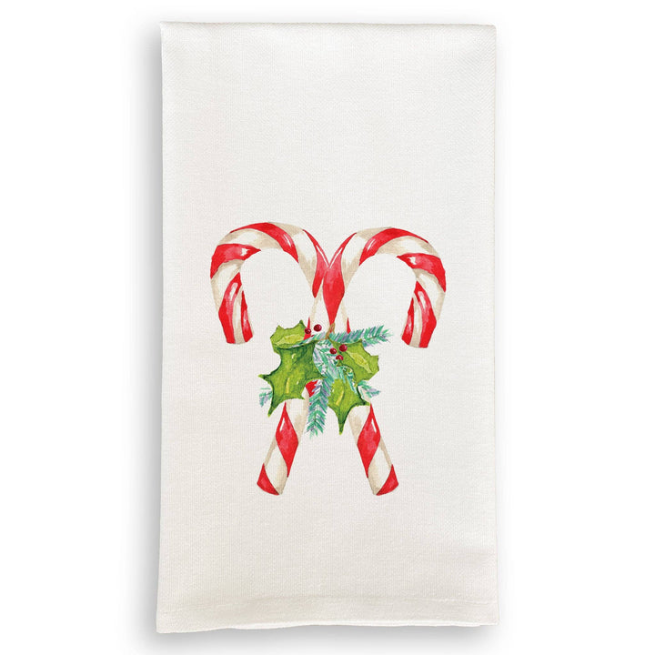 Candy Canes with Greens: Dishtowel / -