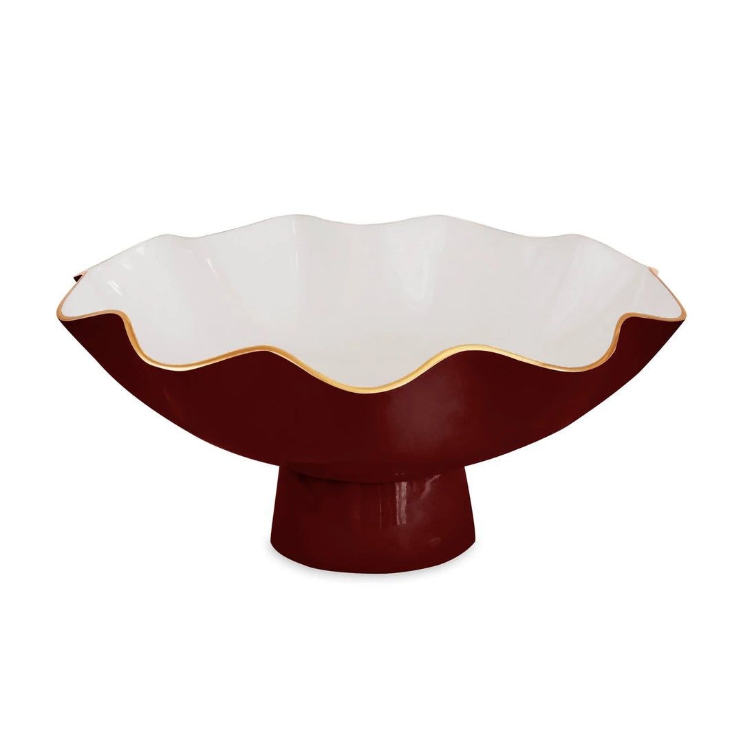 Encanto Carola Large Pedestal Bowl-Bordeaux/White