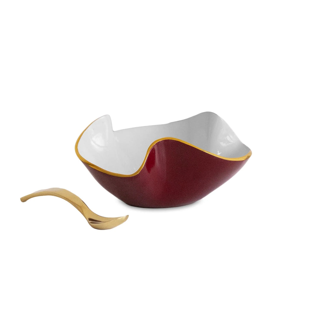 Encanto Aries Mini Bowl w/ Spoon-Bordeaux/White