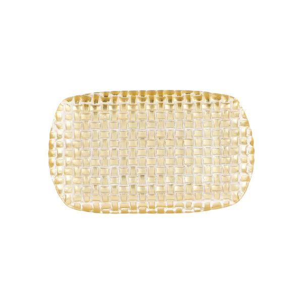 Rufolo Glass Gold Basketweave Tray