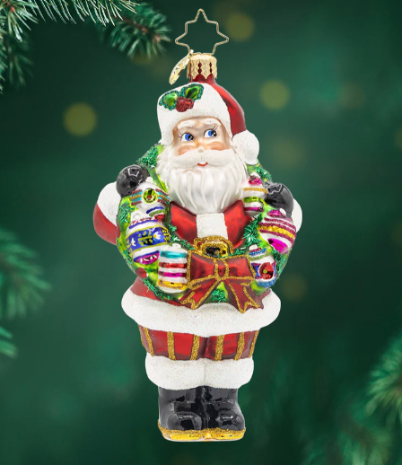 Vintage Holiday Wreath Santa