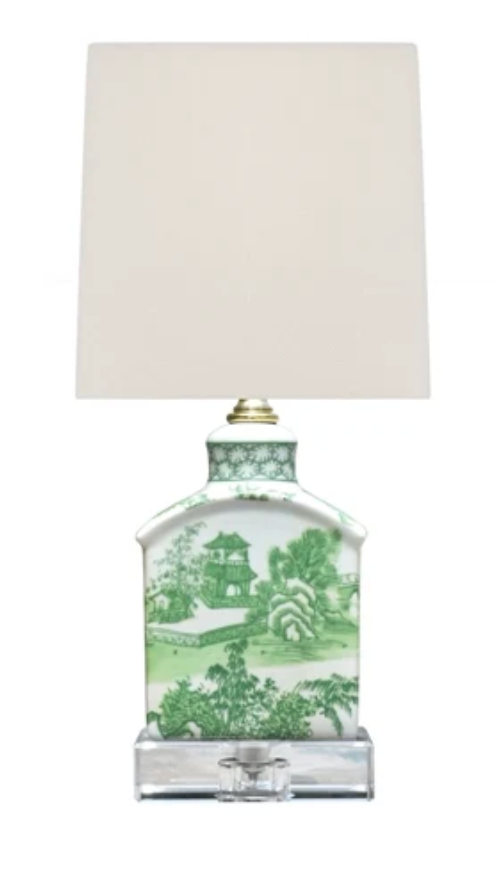 Green Chinoiserie Porcelain Mini Jar Lamp