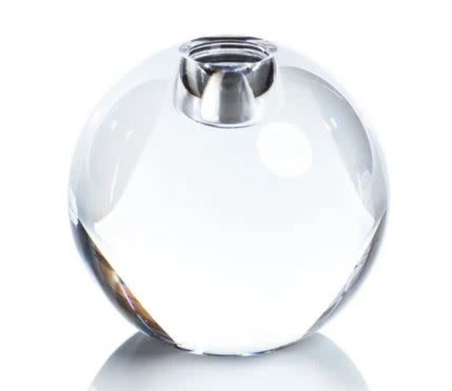 Round Crystal Glass Taper Holder