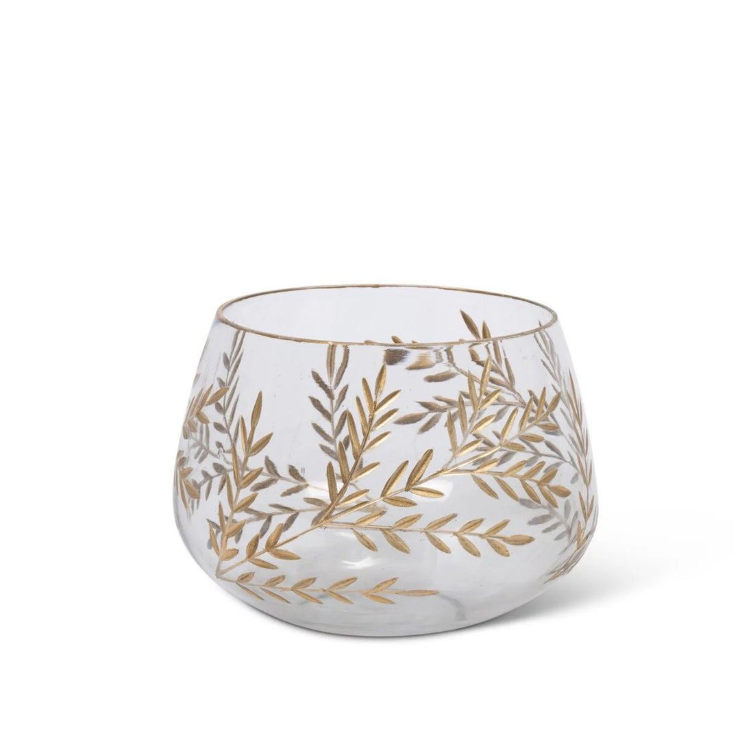 Etched Gold/Glass Candle Holder-Small