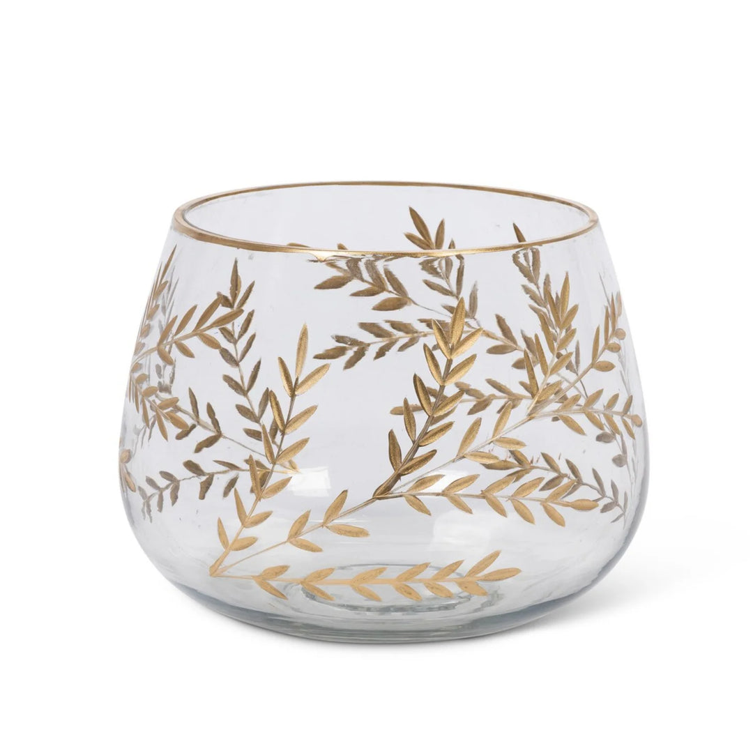 Etched Gold/Glass Candle Holder-Large