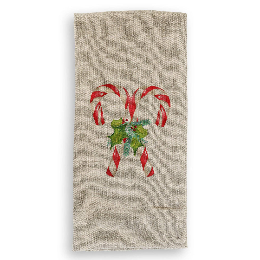 Candy Canes with Greens: Dishtowel / -