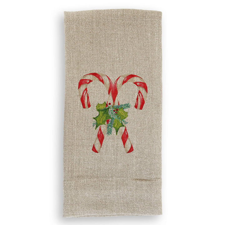 Candy Canes with Greens: Dishtowel / -