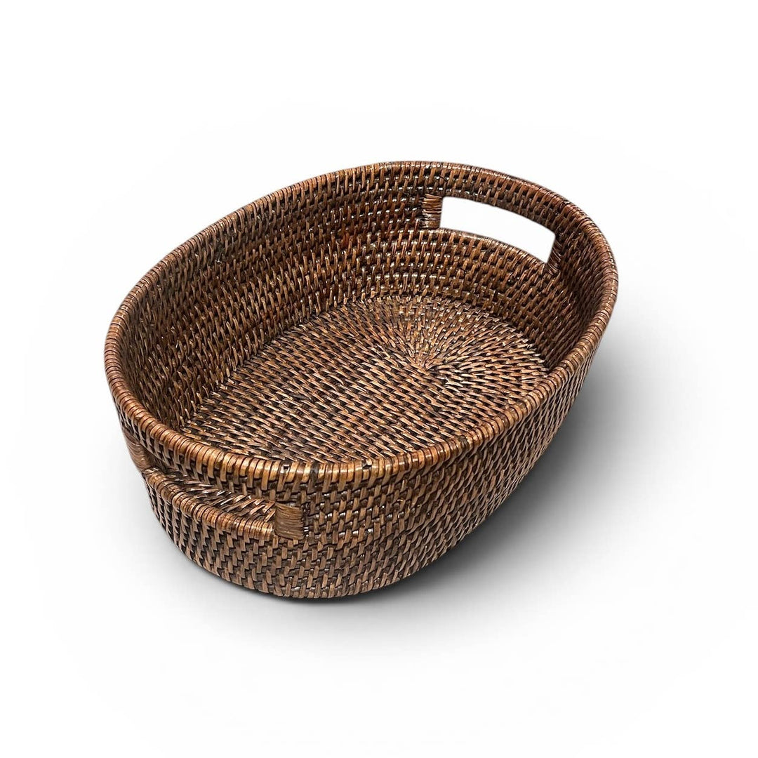 Oval  Bread Tray w/ Handle - 13x9x4&