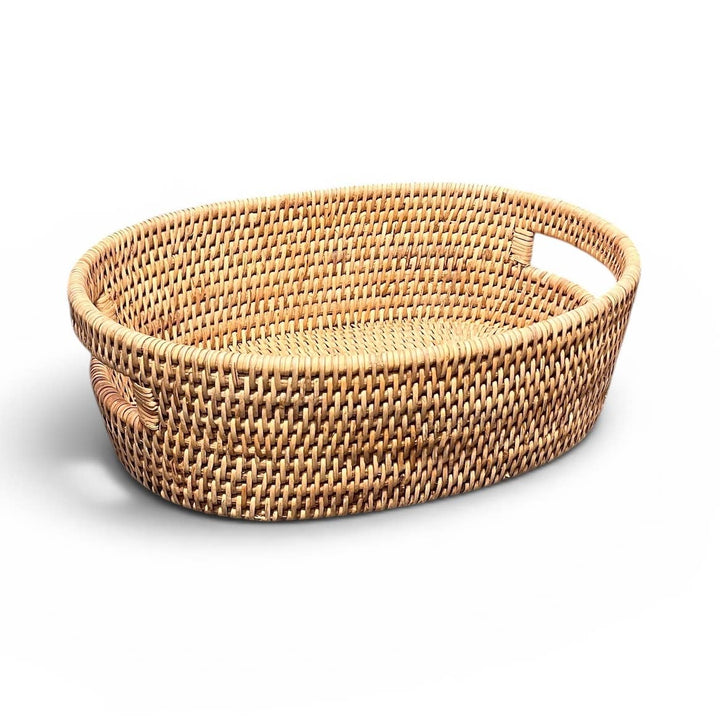 Oval  Bread Tray w/ Handle - 13x9x4&