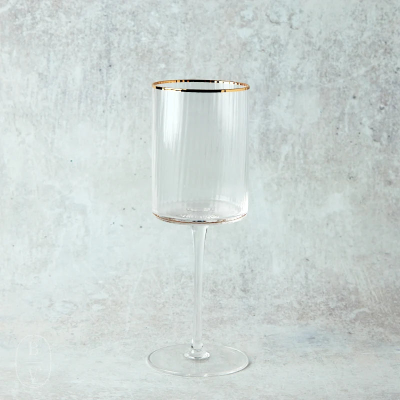 Optic Wine Glass with Gold Rim S/2