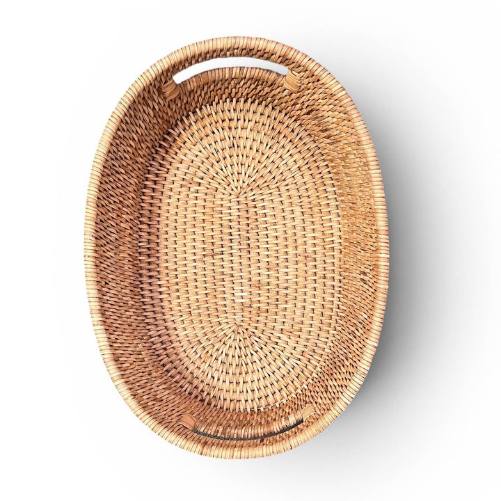 Oval  Bread Tray w/ Handle - 13x9x4&