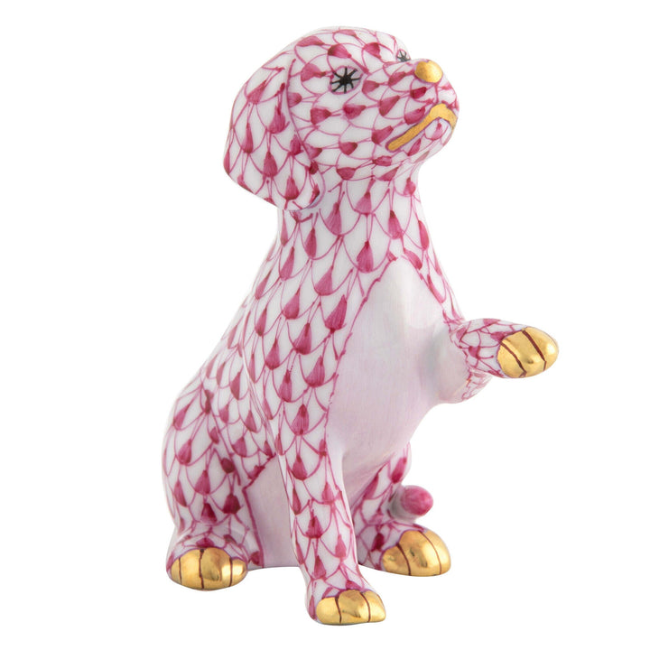 Herend Shaking Hands Figurine porcelain figurine painted in the Raspberry fishnet pattern