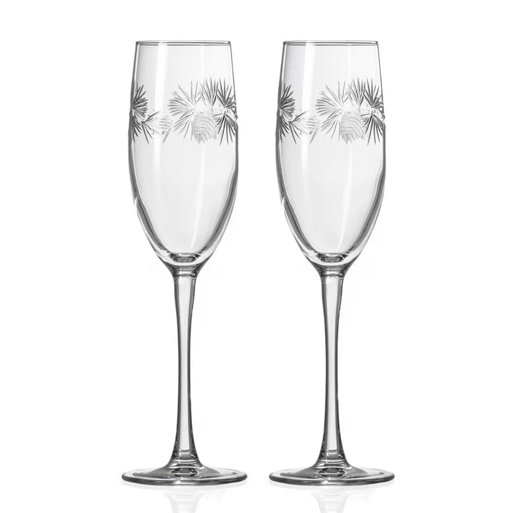 Icy Pine Champagne Flute S/2