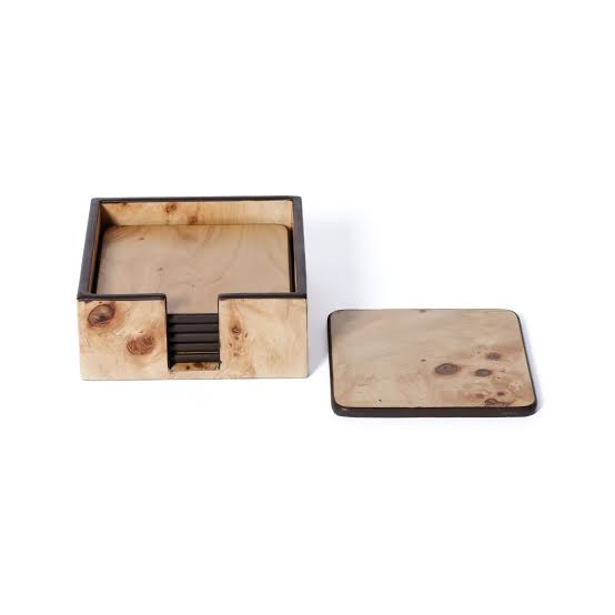 Valberg Burl Veneer Coaster S/6