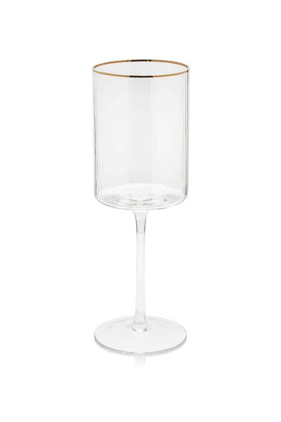 Optic Wine Glass with Gold Rim S/2